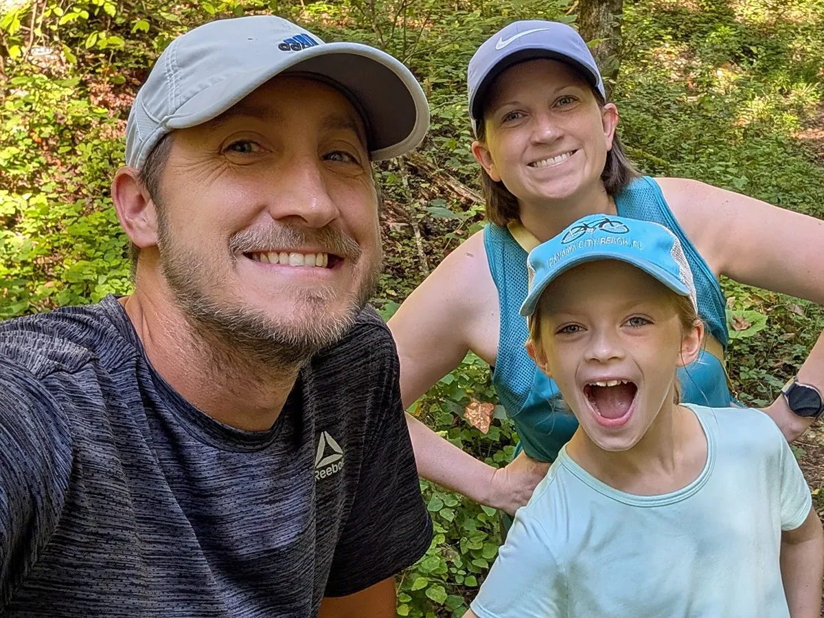 A picture of my family hiking while on vacation.