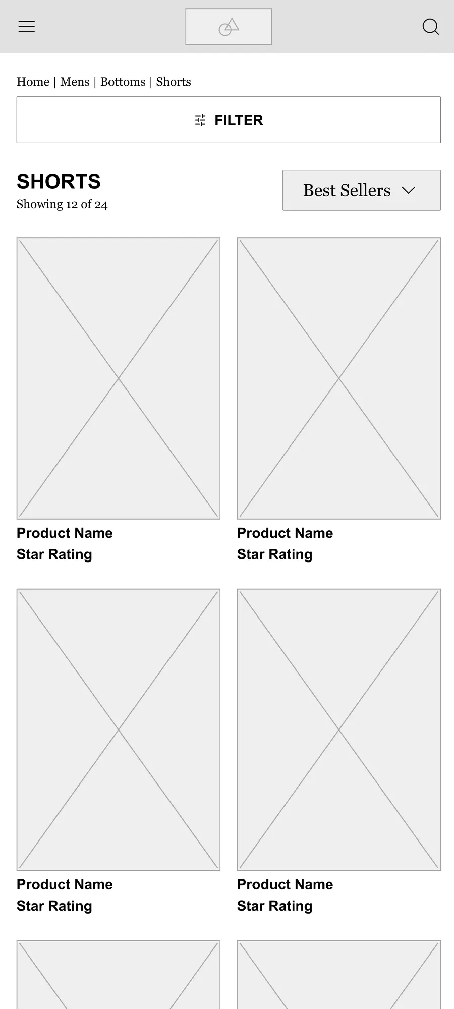 A Figma prototype of Russell Athletic`s mobile product listing page